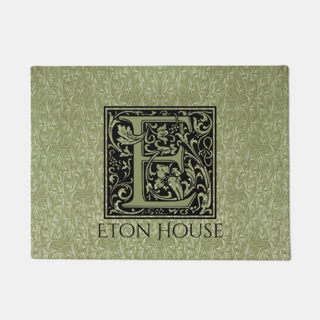 Letter E First Letter Monogram Personalized Doormat (Front)
