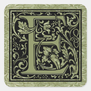 Letter E First Letter Monogram Square Sticker