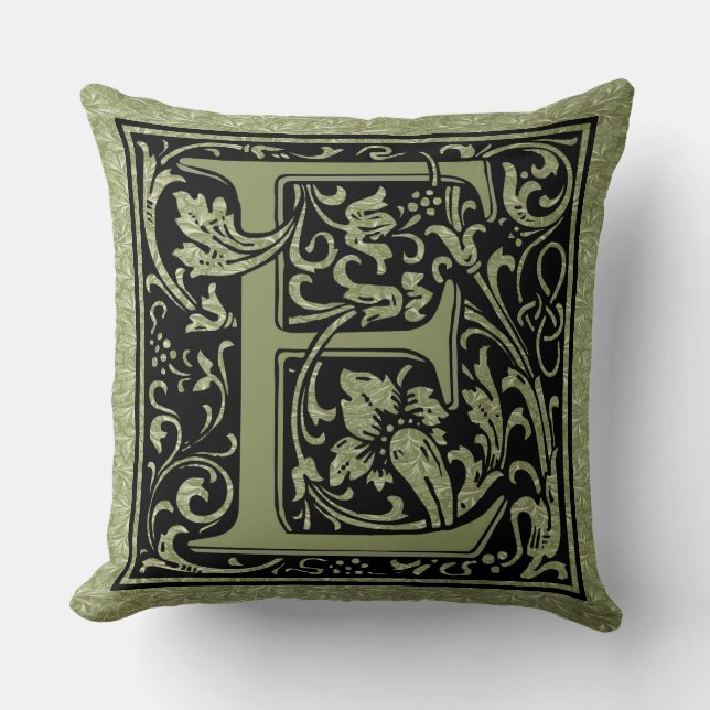 Letter E First Letter Monogram Throw Pillow (Front)