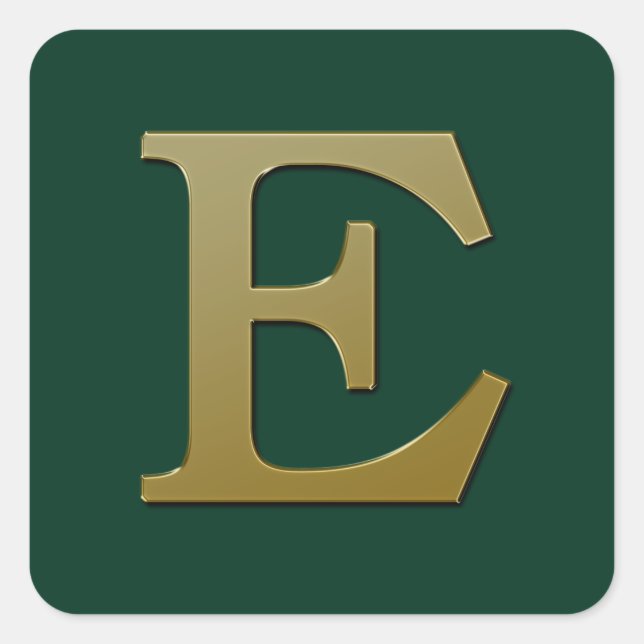 Letter E Gold Square Sticker (Front)