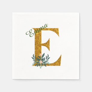 Letter E Golden monogram Napkin