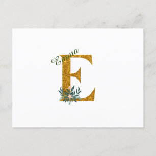 Letter E Golden monogram Postcard