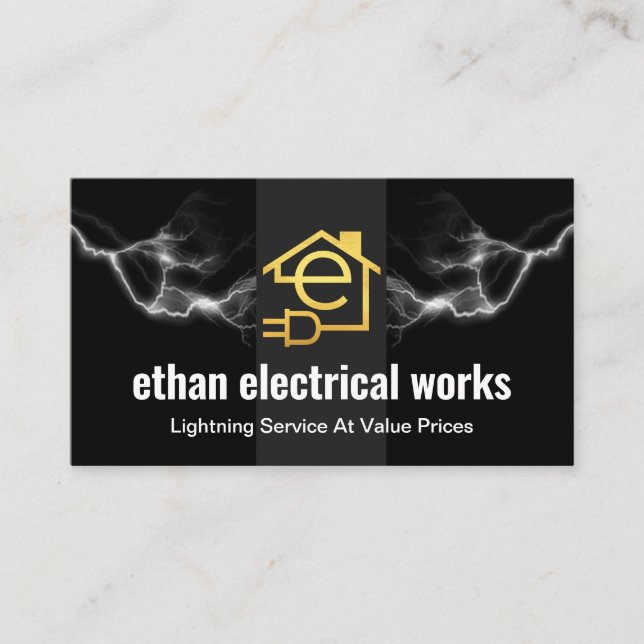 Letter-e Home Electrical Lightning Frame Business Card (Front)