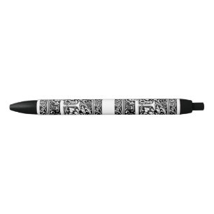 Letter E Medieval Monogram Art Nouveau Black Ink Pen