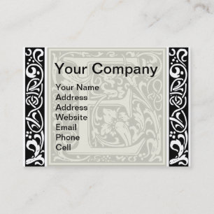 Letter E Medieval Monogram Art Nouveau Business Card