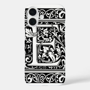 Letter E Medieval Monogram Art Nouveau iPhone 16 Case