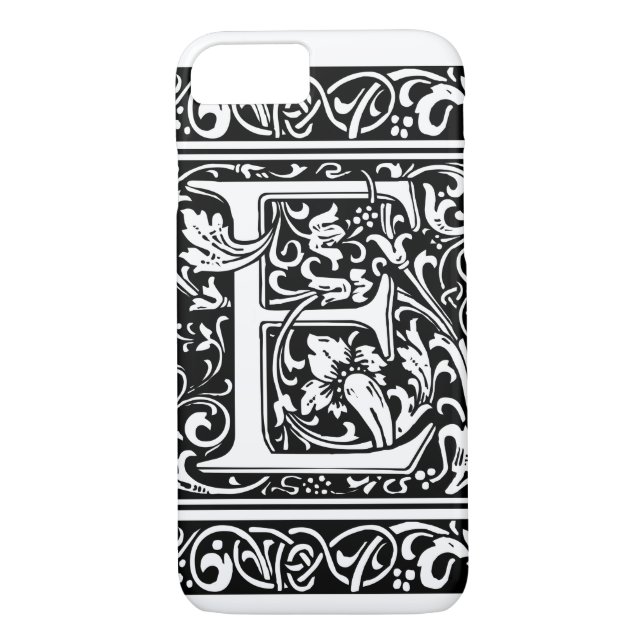 Letter E Medieval Monogram Art Nouveau Case-Mate iPhone Case (Back)