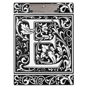 Letter E Medieval Monogram Art Nouveau Clipboard