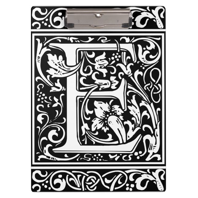 Letter E Medieval Monogram Art Nouveau Clipboard (Front)