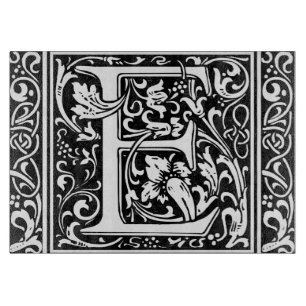 Letter E Medieval Monogram Art Nouveau Cutting Board