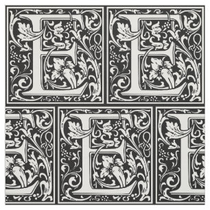 Letter E Medieval Monogram Art Nouveau Fabric
