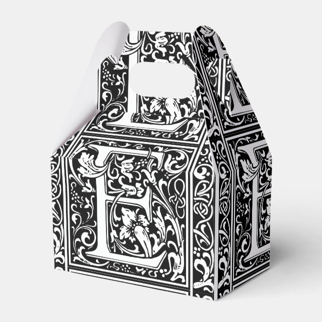 Letter E Medieval Monogram Art Nouveau Favor Box (Front Side)
