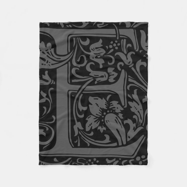 Letter E Medieval Monogram Art Nouveau Fleece Blanket (Front)