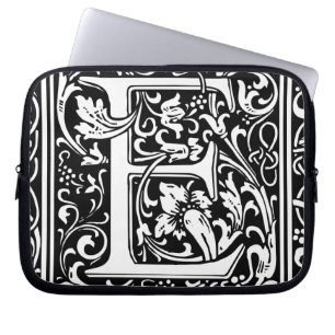 Letter E Medieval Monogram Art Nouveau Laptop Sleeve