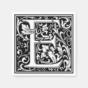 Letter E Medieval Monogram Art Nouveau Napkin