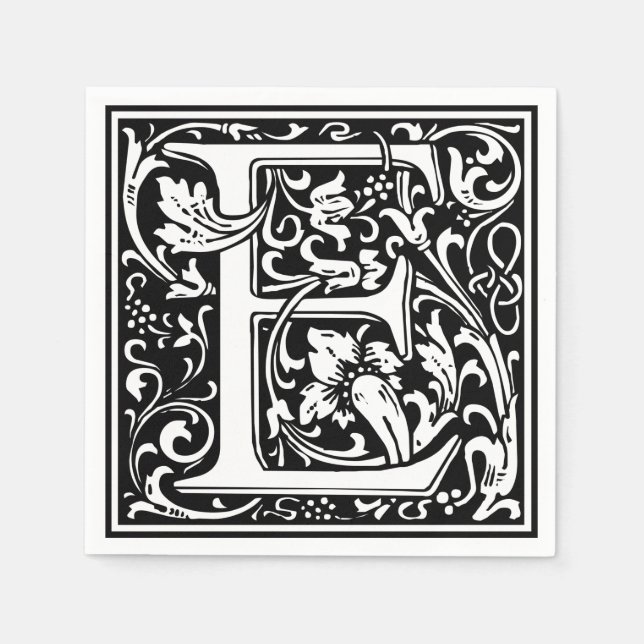Letter E Medieval Monogram Art Nouveau Napkin (Front)
