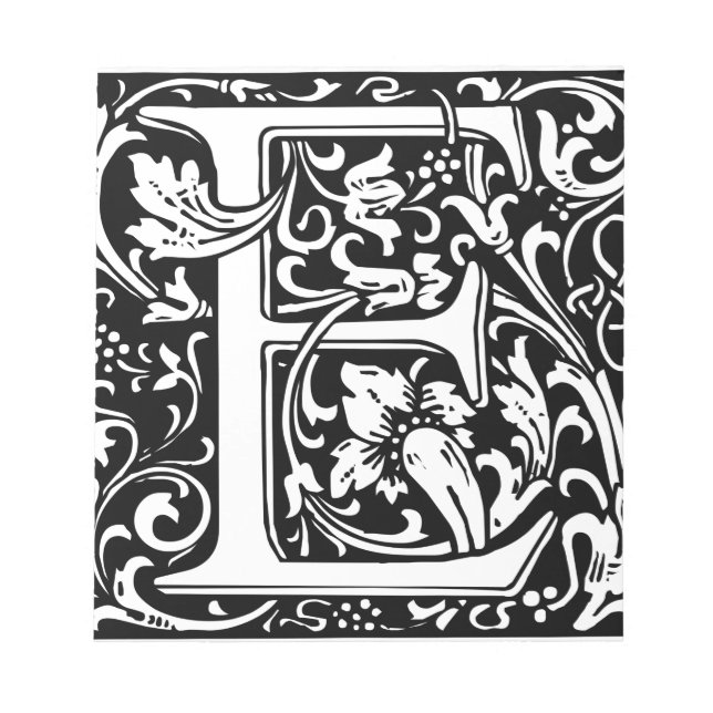 Letter E Medieval Monogram Art Nouveau Notepad (Front)
