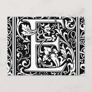 Letter E Medieval Monogram Art Nouveau Postcard
