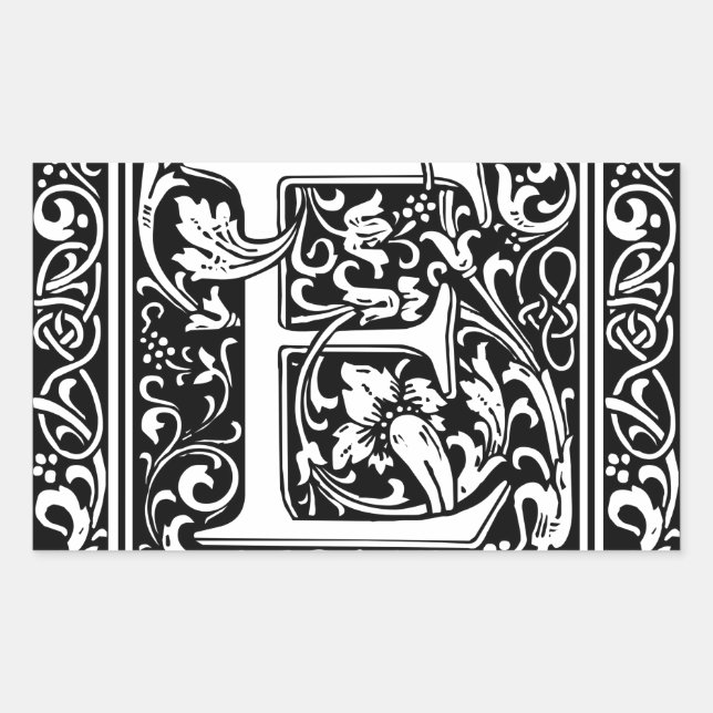 Letter E Medieval Monogram Art Nouveau Sticker (Front)