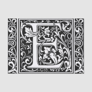 Letter E Medieval Monogram Art Nouveau Tissue Paper