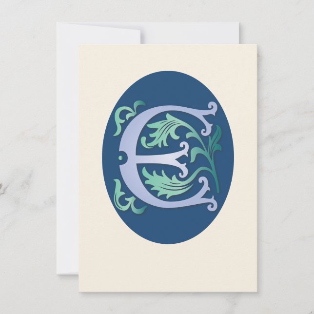Letter E Monogram Fleur de lis Invitation (Front)