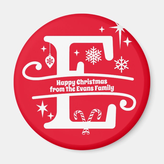 Letter E Monogram Initial Family Name Greeting  Magnet (Front)
