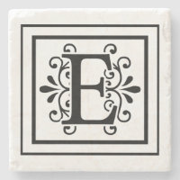 Letter E Monogram Stone Coasters