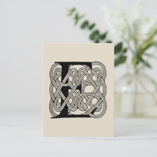 Letter E Monogram Vintage Celtic Knot Print Postcard