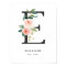 Letter E Monogram Watercolor Peach Florals Nursery