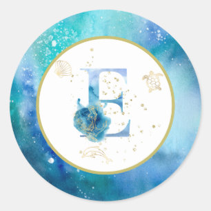 *~*  LETTER E - Nautical Beach Envelope  Sticker