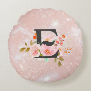 Letter E Round Pillow