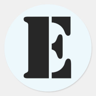 Letter E Stencil Alphabet by Janz Alice Blue Classic Round Sticker