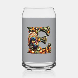 Letter E Thanksgiving style gift  Can Glass