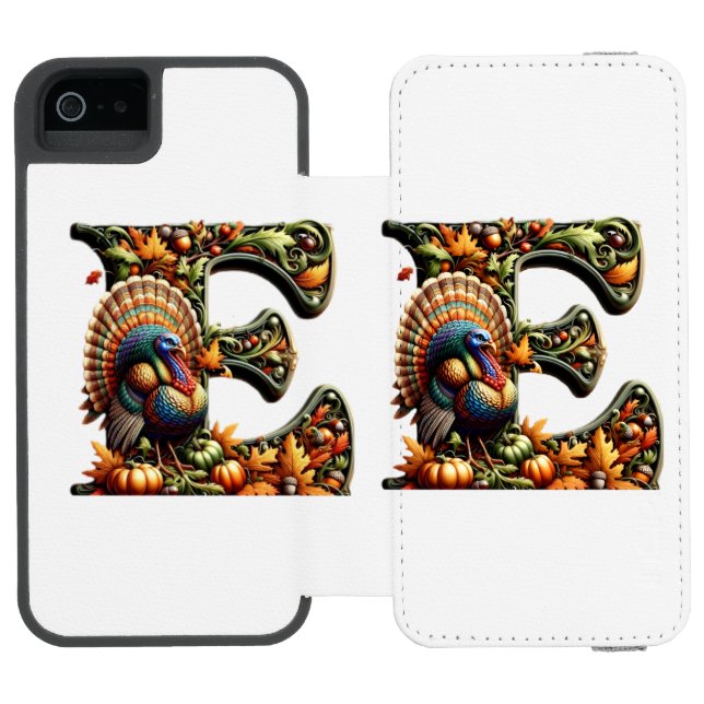 Letter E Thanksgiving style gift  Incipio iPhone Wallet Case (Folio Open)