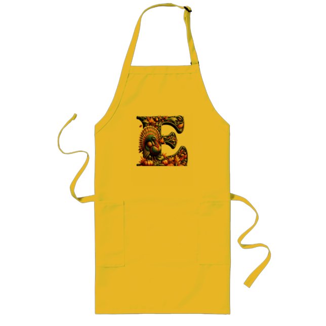 Letter E Thanksgiving style gift  Long Apron (Front)