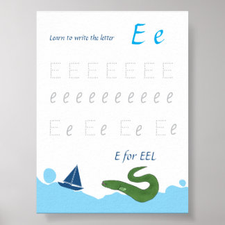 Letter E Tracing Poster for Kids