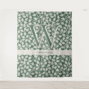 Letter Emerald Green Flower editable monogram Tapestry