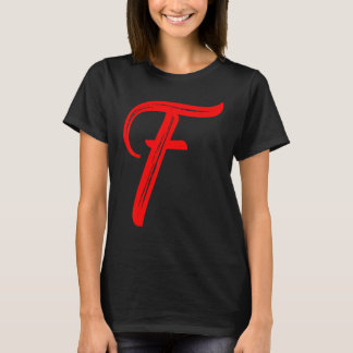 Letter F Alphabet Large Red Graphic Initial T-Shirt