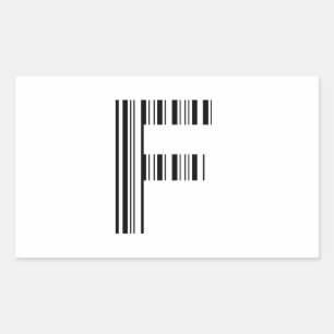 LETTER F BAR CODE First Initial Barcode Pattern Sticker