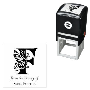Letter F Butterfly Monogram From the Library Of Self-inking Stamp
