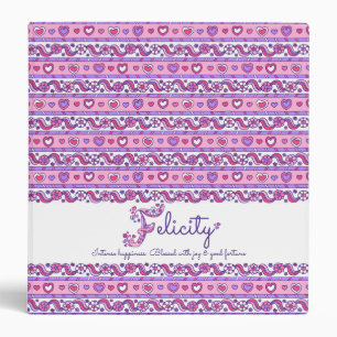 Letter F Felicity hearts flowers doodle name Binder