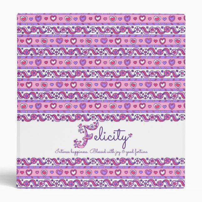 Letter F Felicity hearts flowers doodle name Binder (Front)
