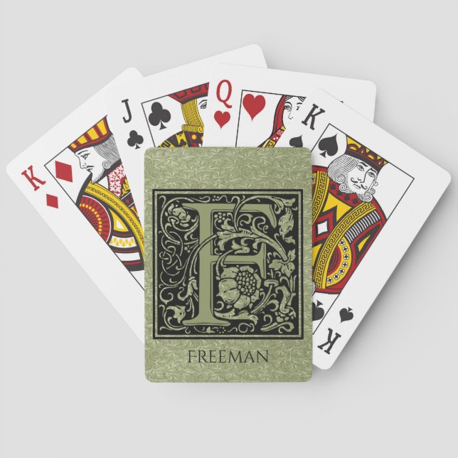 Letter F First Letter Monogram Personalized Playing Cards (Back)