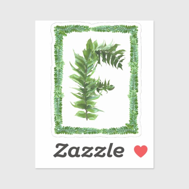 Letter F Initial Monogram, Green Fern Alphabet F  (Sheet)