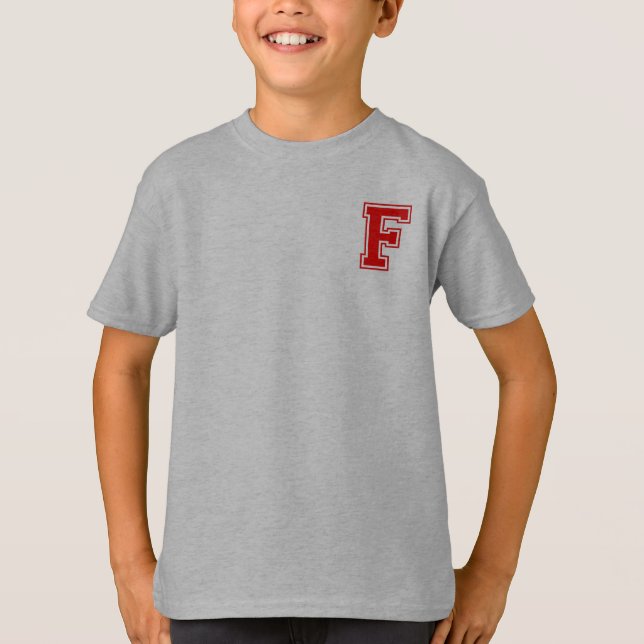 Letter F - Initial Name Alphabet Monogram T-Shirt (Front)