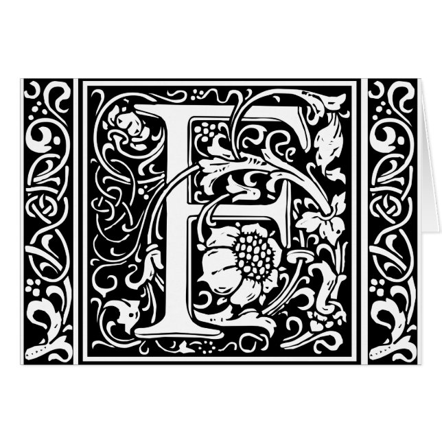 Letter F Medieval Monogram Art Nouveau (Front Horizontal)