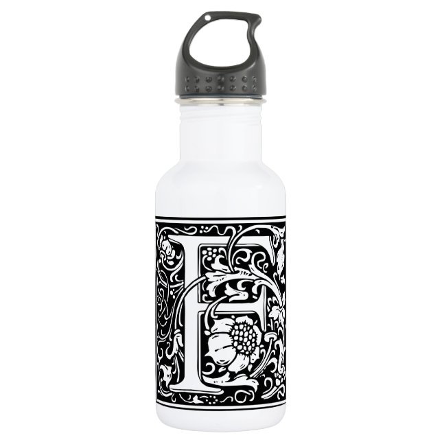 Letter F Medieval Monogram Art Nouveau 532 Ml Water Bottle (Front)