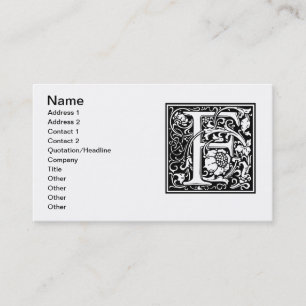 Letter F Medieval Monogram Art Nouveau Business Card