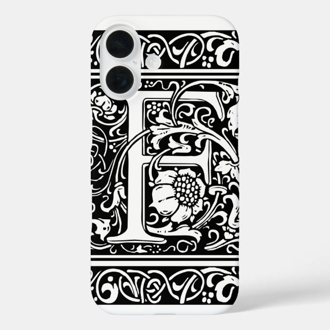Letter F Medieval Monogram Art Nouveau Case-Mate iPhone Case (Back)