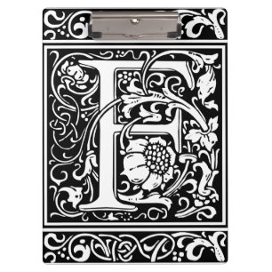 Letter F Medieval Monogram Art Nouveau Clipboard